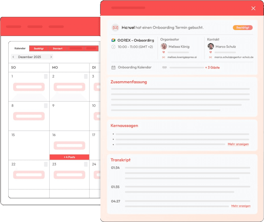 Qorex KI Suite – Meeting & Kalender